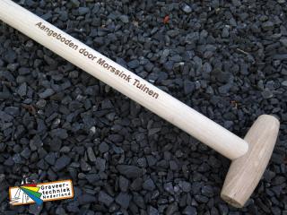 Houten steel schop bedrukken.